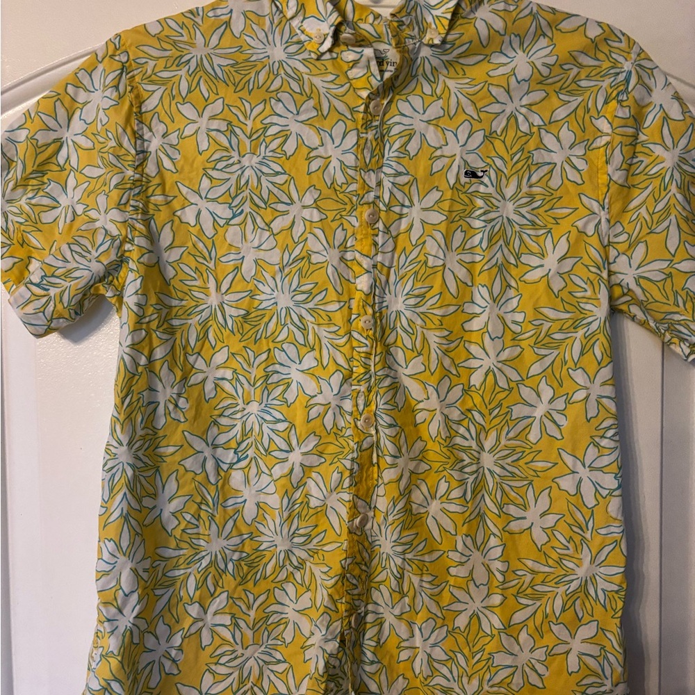 Vineyard Vines Yellow Floral Button Down Shirt size XL